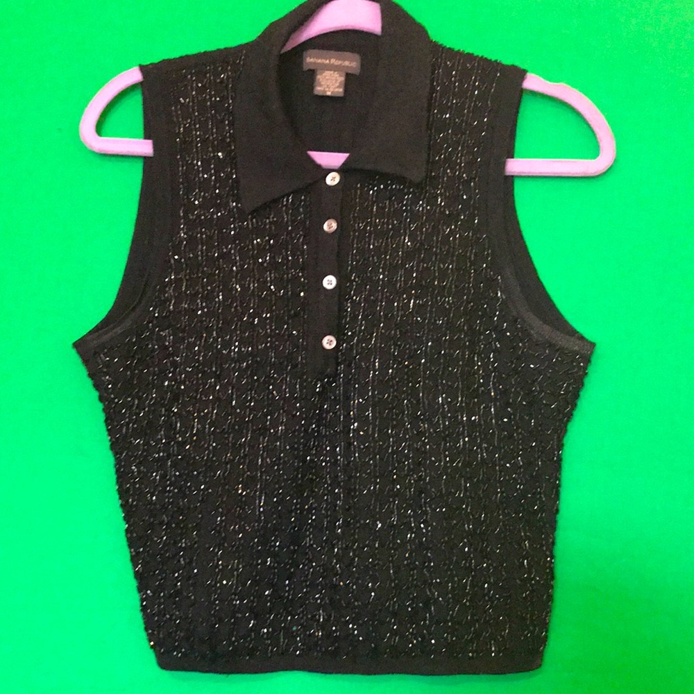 Banana Republic Black sequin sweater vest/top.👚